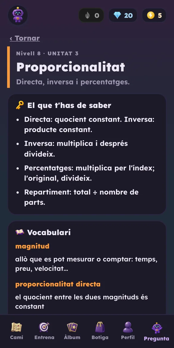Fitxa d'una unitat de Numi Pro