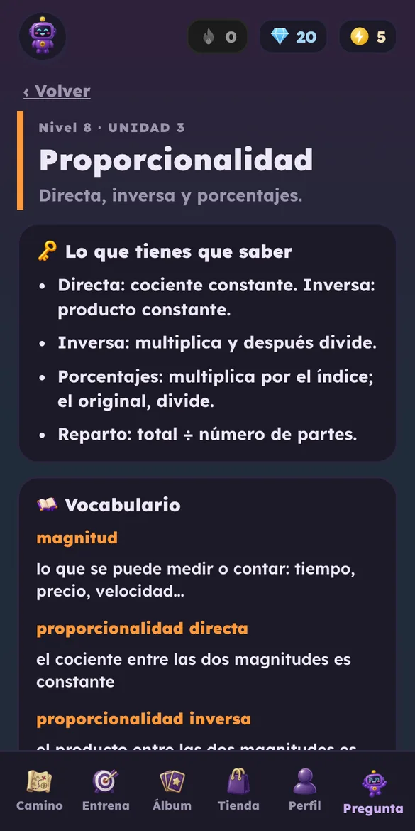 Ficha de una unidad de Numi Pro