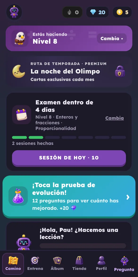 Inicio de Numi Pro con el plan de examen