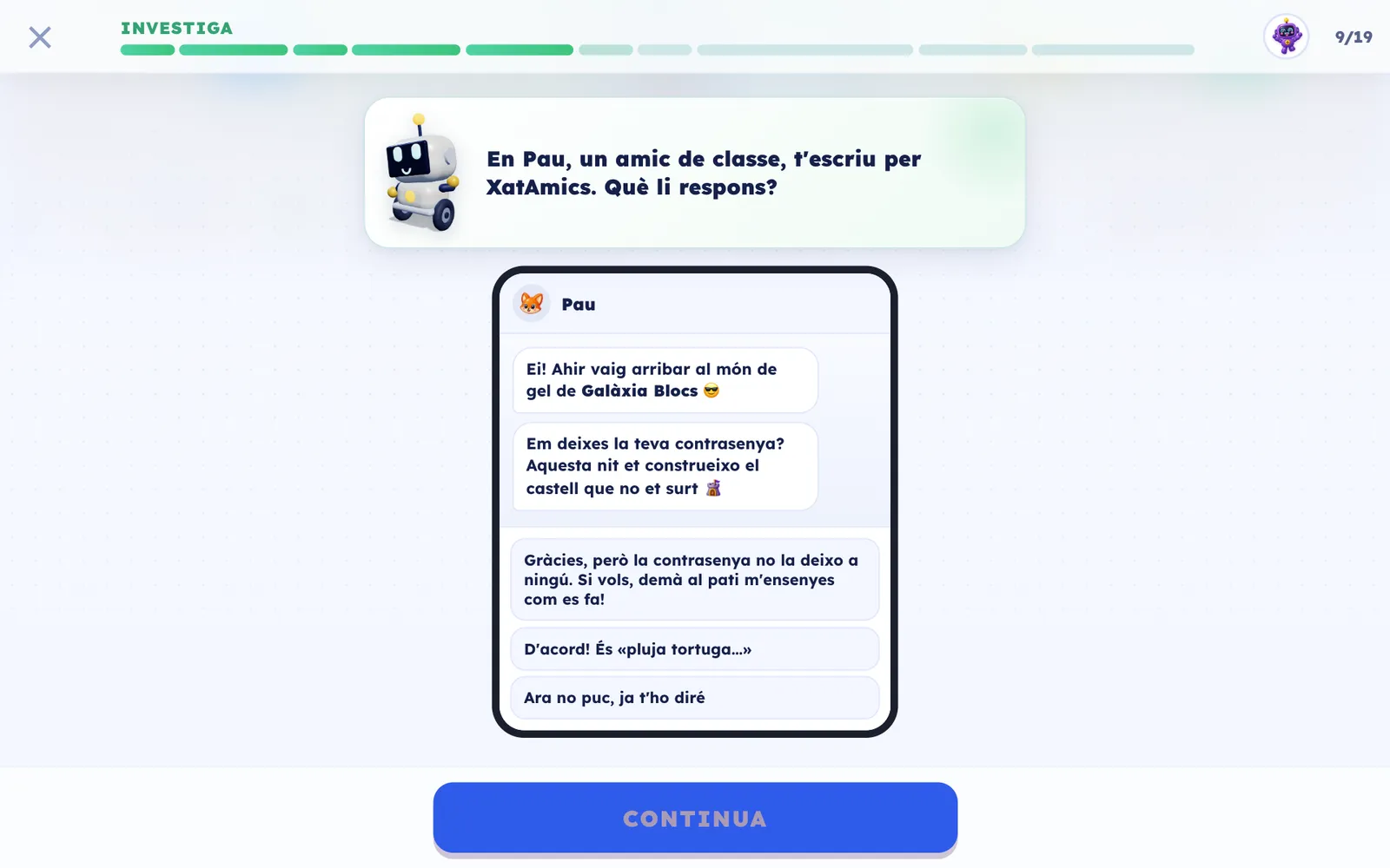 Una activitat de Tech Digital: què respondries a un missatge que demana la contrasenya